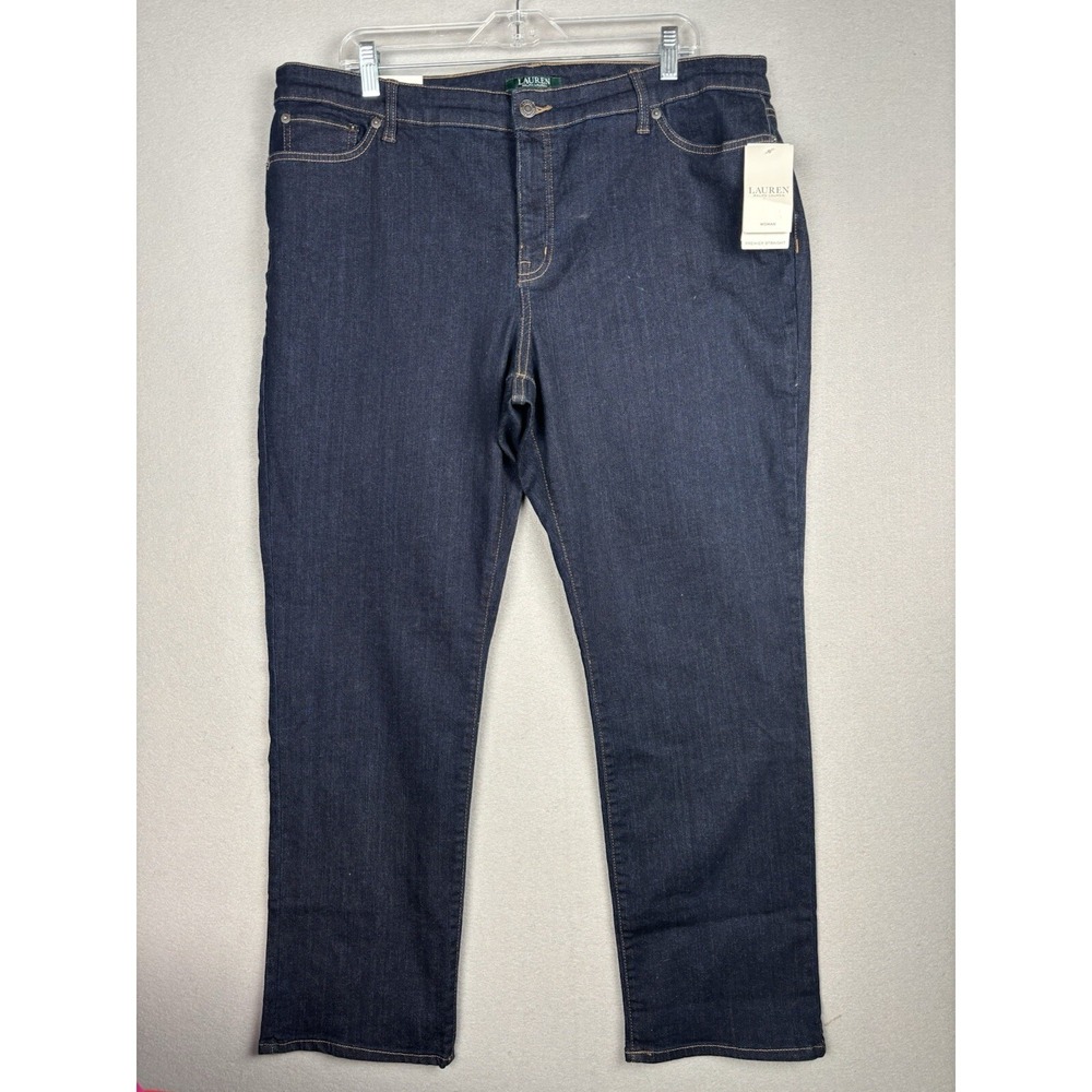 Lauren Ralph Lauren Women's Jeans 18W L30 Blue Premier Straight Mid Rise 3920